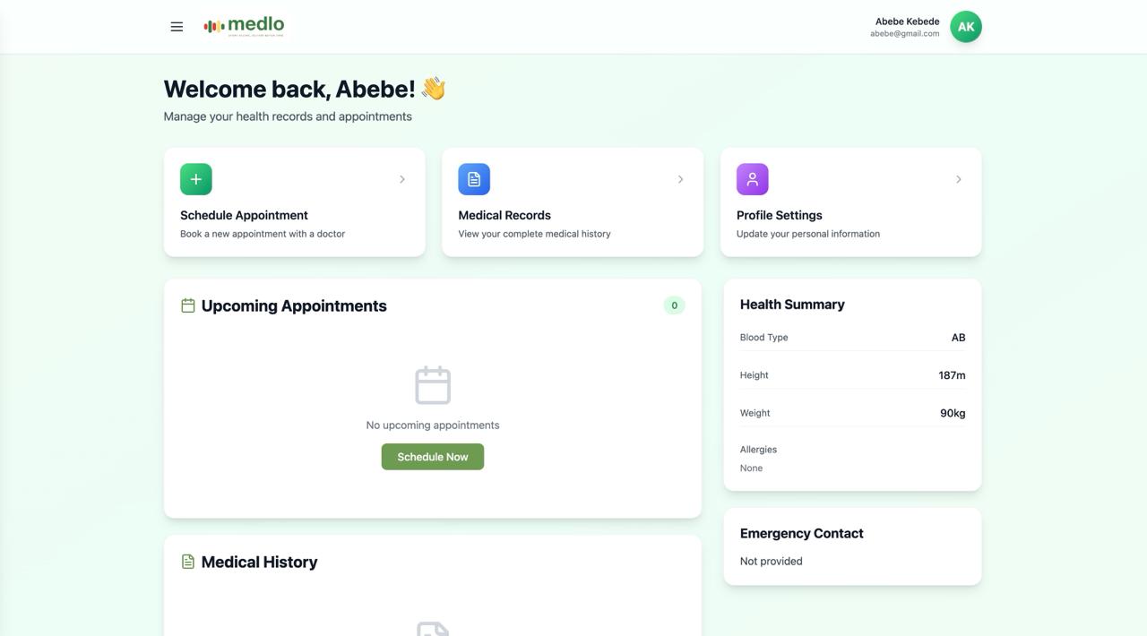 Medlo Patient Portal